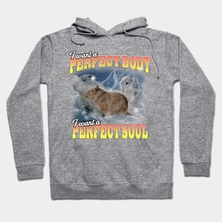 Cabybara Vintage 90s Bootleg Style Graphic T-Shirt, i want a perfect body i want a perfect soul Shirt, Funny Capybara Meme Hoodie